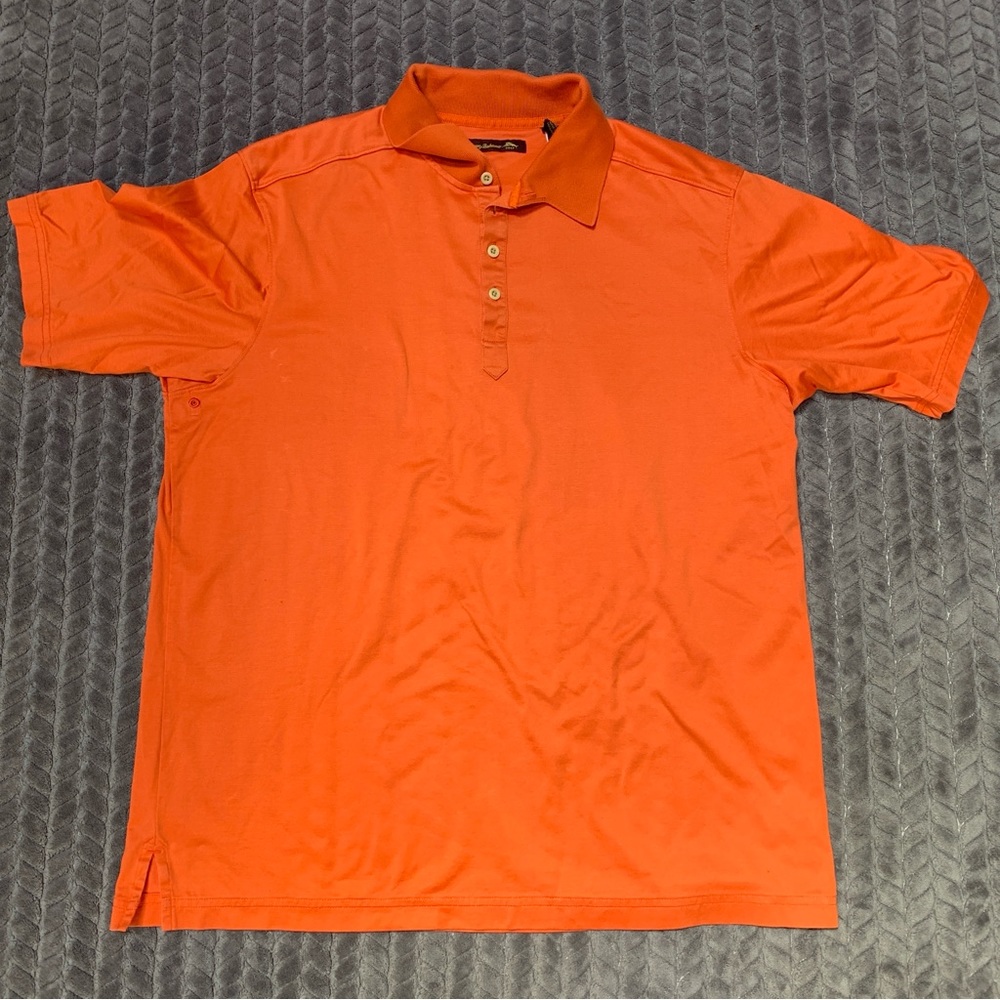 Tommy Bahama Golf Shirt Mens Large Orange Polo Breathable Golfer Fishing Boating